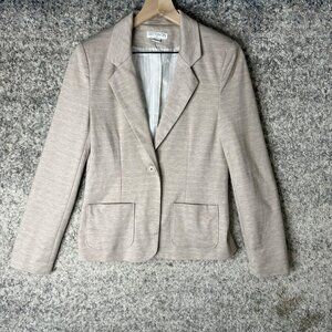 Cotton On‎ Blazer Womens Medium Beige Knit Lined One Button Jacket Career Office